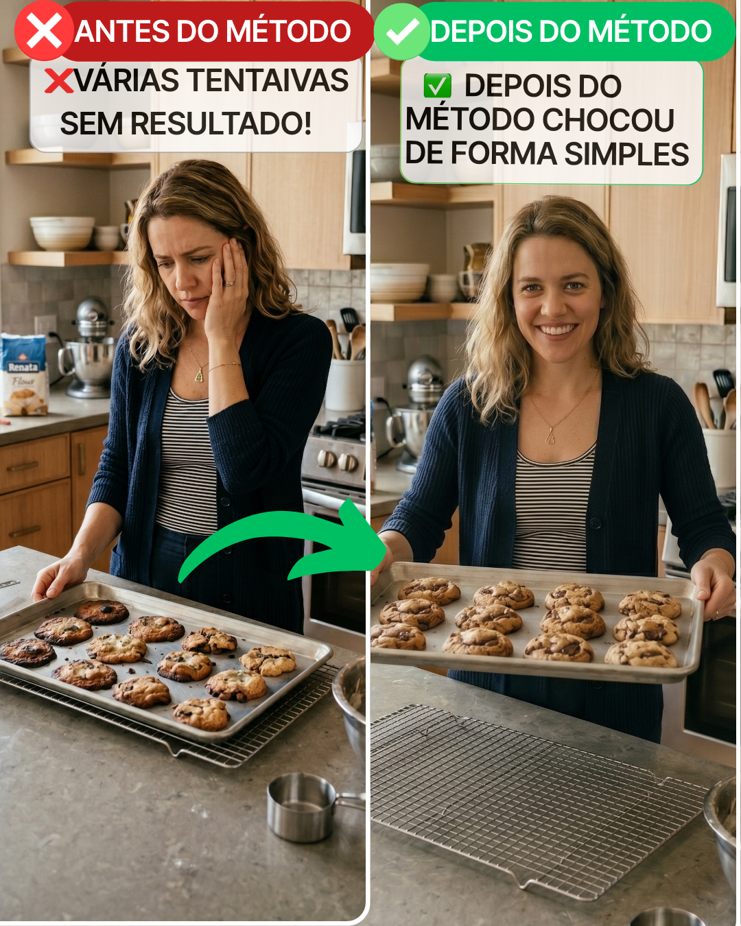 Antes do método: várias tentativas sem resultado. Depois do Método Chocou: de forma simples.